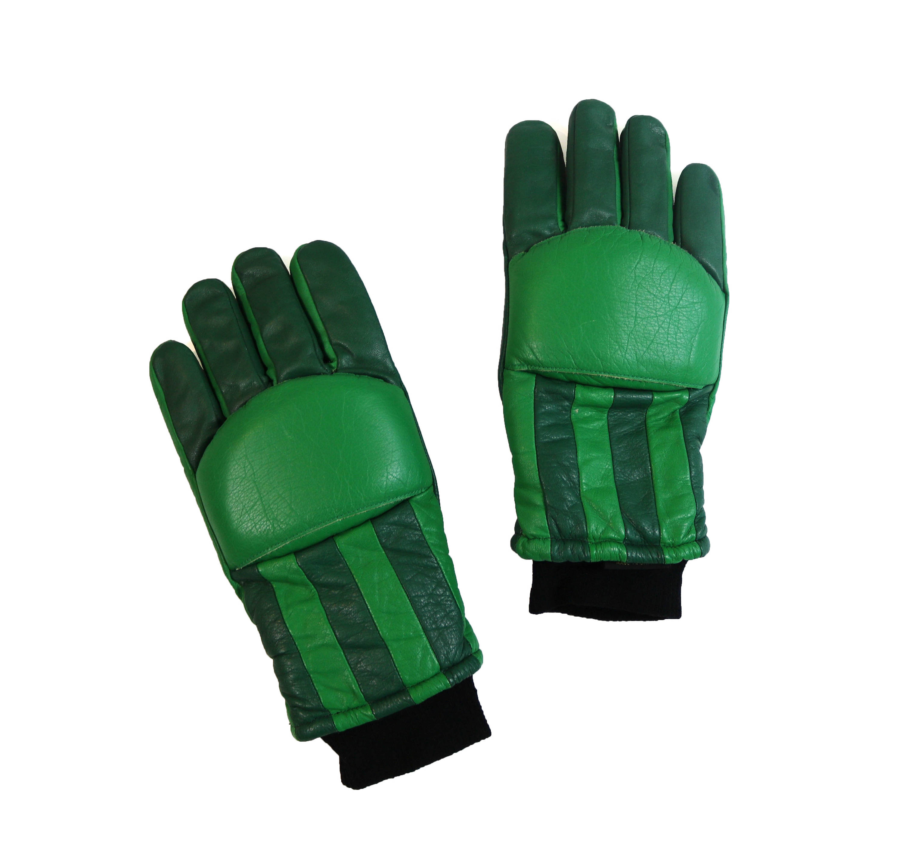 Men's Green Leather Padded Ski Gloves Size Medium // Etsy