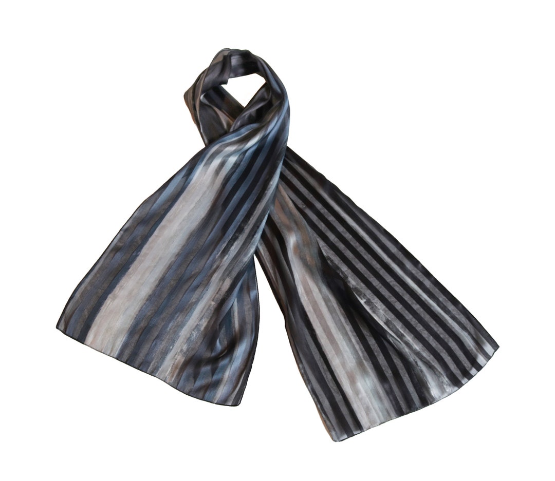 Long Black and Grey Sheer Scarf, Men's or Women's // Men's Neck Tie ...