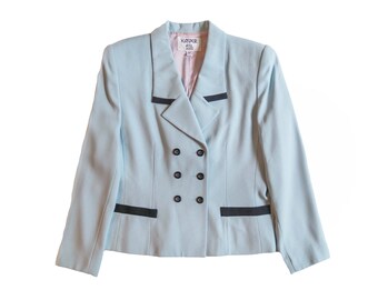 Vintage 80s Baby Blue Blazer, Size 10 petite // Kasper ASL Blazer // Like Chanel // Light Jacket // Suit