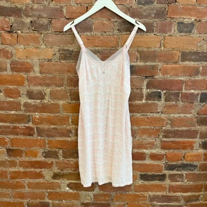 Vintage Baby Pink Lace Slip Dress, Large // Vintage Lingerie // Mesh Night Gown // Nighty