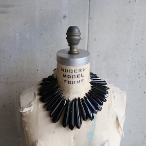 Vintage Black Gerda Lynggaard for Monies Necklace //Statement Necklace // Horn // Bone // 80&#39;s Chic designer // Choker / Goth / Avante gaurd