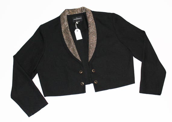 Vintage Cropped Blazer, Medium // Black Blazer wi… - image 1