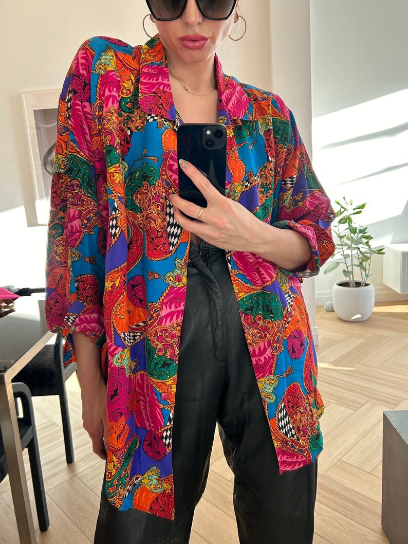Gaby Women's Oversized Silk Blouse - Orange