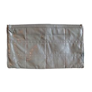 Vintage Grey Leather Clutch // Leather Wristlet // Women&#39;s Hand Bag // Evening Bag // Purse // Quilted