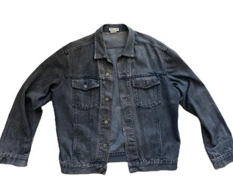 Chaqueta vaquera negra vintage de Marciano para Guess, años 90, talla grande // Chaqueta vaquera negra descolorida vintage de Guess para hombre //