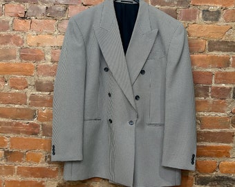 Vintage Men’s Vintage oversized Houndstooth Blazer, Size 44 Tall // Double Breasted Blazer // oversized unisex jacket