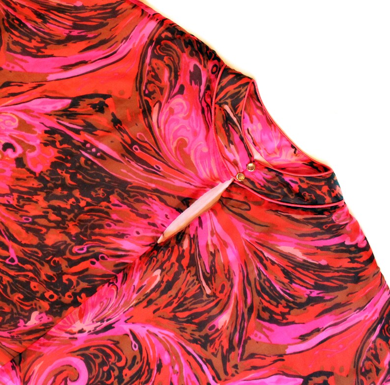 70/'s Vintage Pink Printed Kaftan Swim Cover Up Beach Cover Up Pink Dress Vacation Wear 70/'s Vintage Dress 70/'s Kaftan