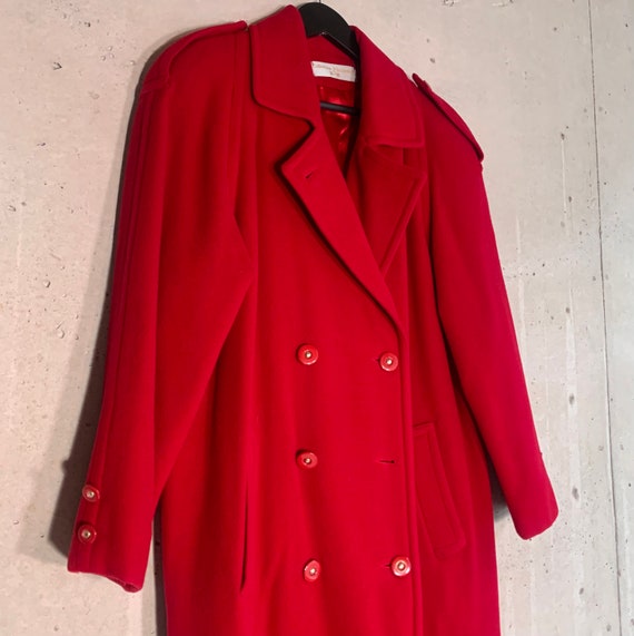 Vintage Red Wool Coat, Medium // Double Breasted Pea Coat