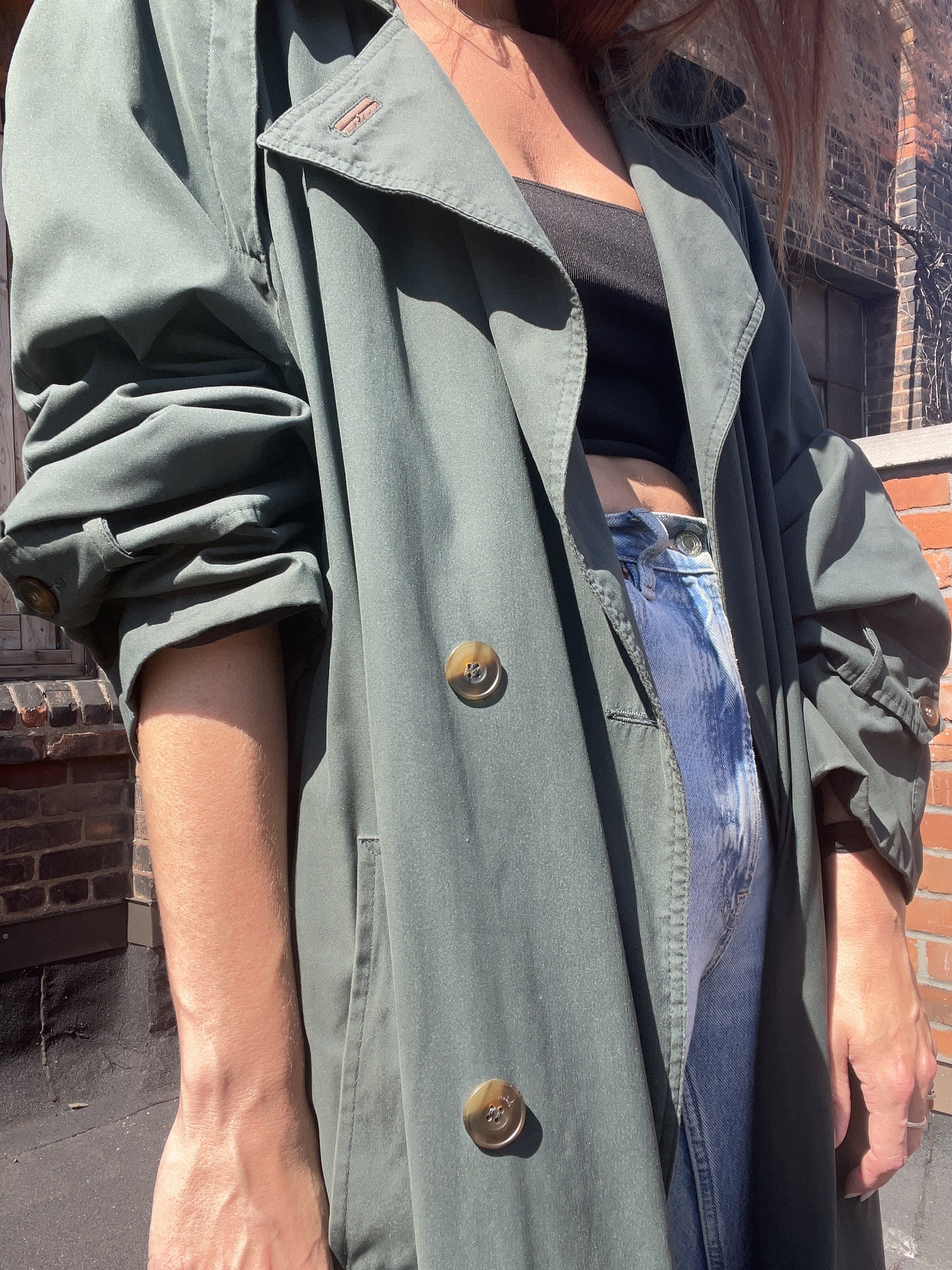 Zara green shop trench coat