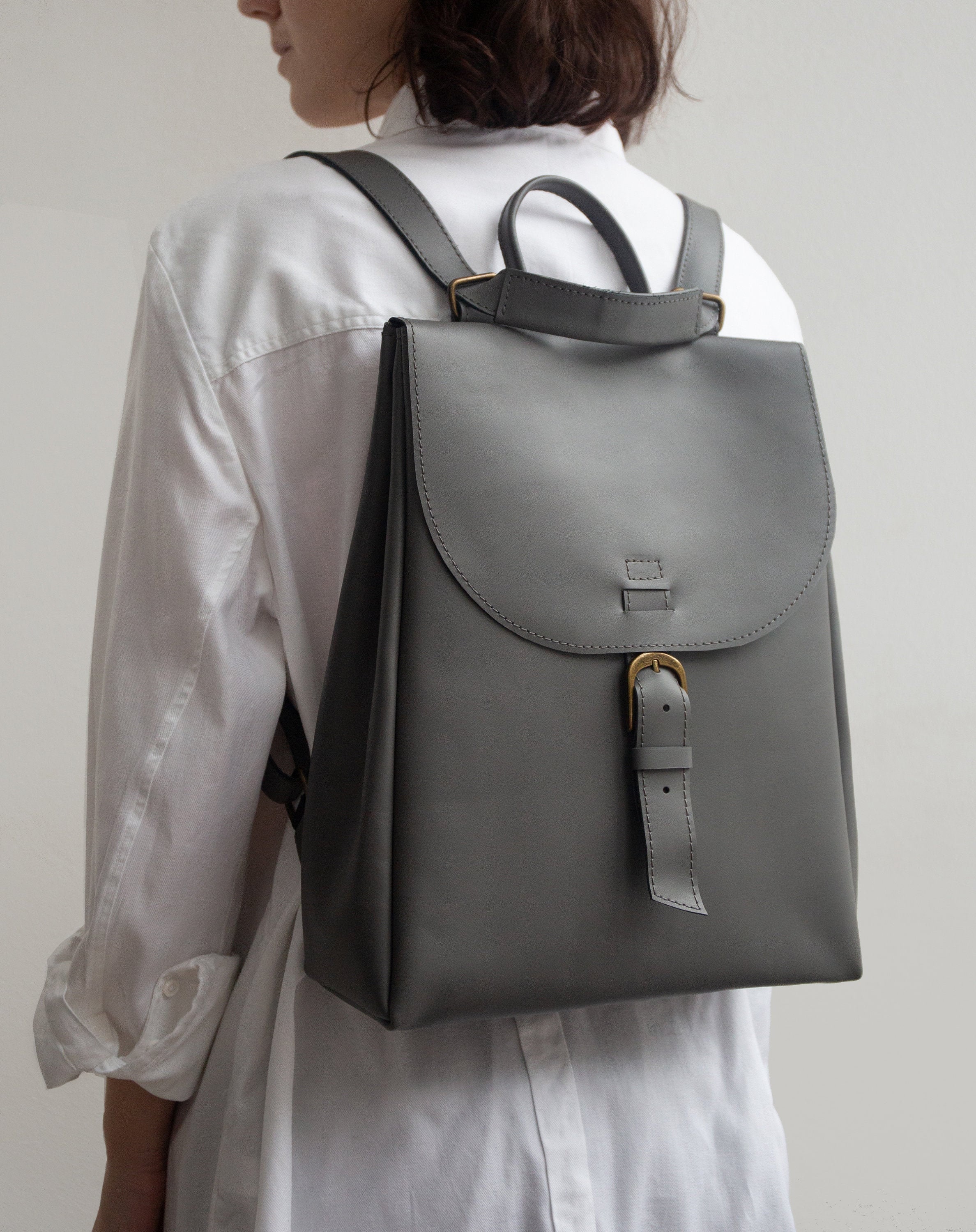 Leather backpack women 2in1 Etsy