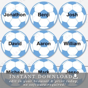 2.5 Soccer Balls Printable Cupcake Toppers Tags Template | Etsy