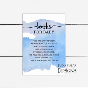 Livres aquarelle bleu pour bébé Insert Boy Baby Shower Téléchargement instantané imprimable bricolage PDF WC01