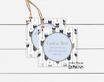 DS0138 Custom Rectangle Thank You Tags Boho Style Arrow Tribal 60 TAGS Jewelry Tags Price Tags