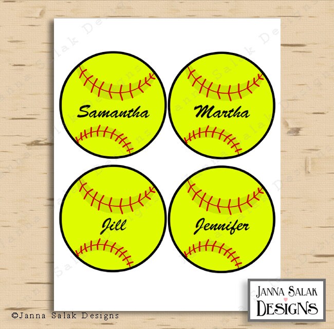 4 Softball Tags With Editable Names INSTANT DOWNLOAD DIY Etsy