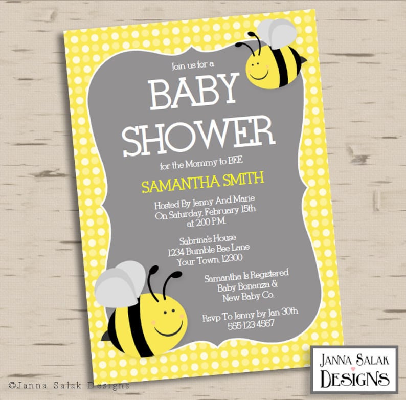 Mommy to Bee Baby Shower Invitation 5x7 Invite Diy INSTANT Etsy
