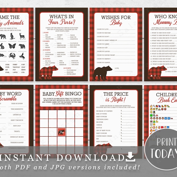Lumberjack Baby Shower Games Etsy