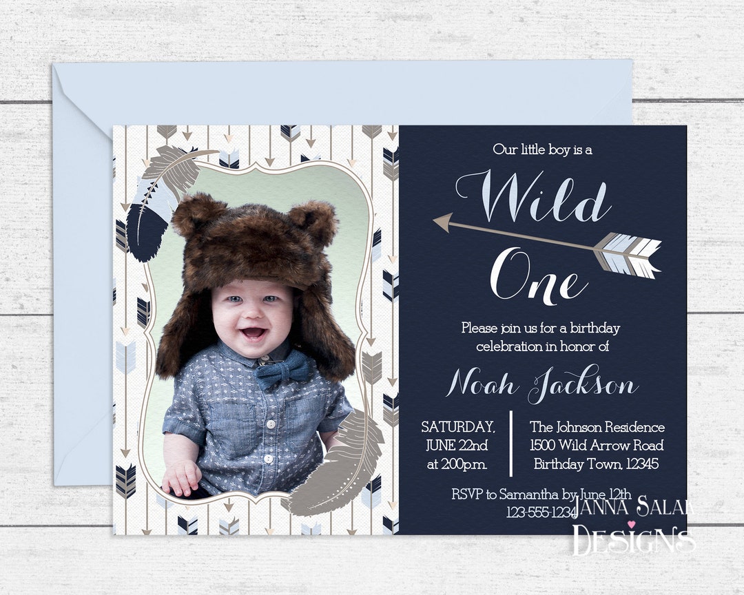 Printable Wild One Tribal Arrow First Birthday Photo Invitation ...