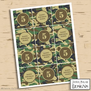 Printable Camouflage / Camo Birthday Party Cupcake Toppers Diy Digital ...
