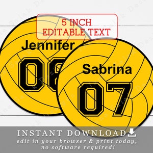 5&quot; Water Polo Balls With Editable Names and Numbers DIY Template Printable