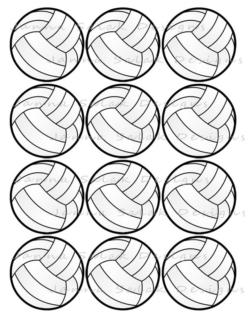 2 and 2.5 Volleyball Printable Cupcake Toppers Sports Theme Birthday Party DIY Printable INSTANT DOWNLOAD image 2