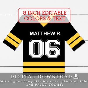 8&quot; Hockey Jersey Tags With Editable Names Numbers and Colors DIY Template
