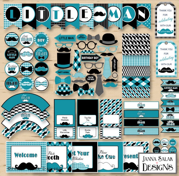 Party D cor Little Man Birthday PRINTABLE Party Package Decorations Party D cor Little Man Birthday PRINTABLE Party Package Decorations