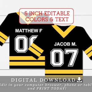 5&quot; Hockey Jersey Tags With Editable Names Numbers and Colors DIY Template