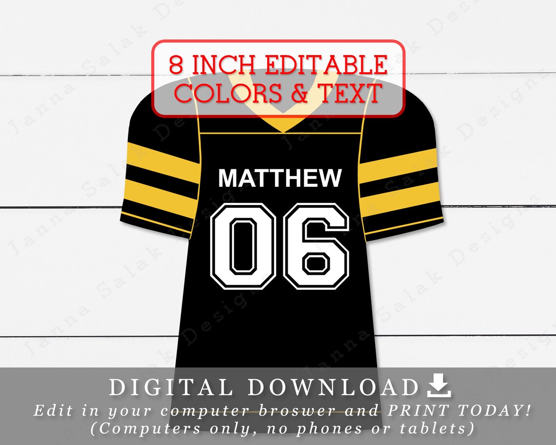 8 X 9 Football Jersey Tags With Editable Names - Etsy