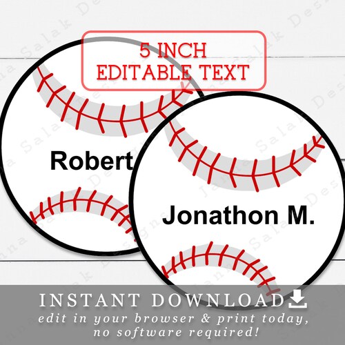 4 baseball tags with editable names and numbers instant etsy