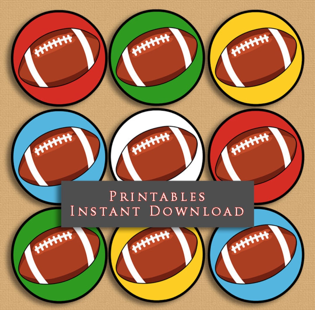 2.5 Football Printable Cupcake Toppers Sports Theme Birthday Party DIY