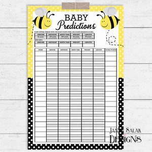 Printable Bee Baby Pool Game Poster - Mommy to Bee Baby Shower Geburtsdaten 24"x36" 18"x24" und 11"x17" Poster SOFORT DOWNLOAD BEE002