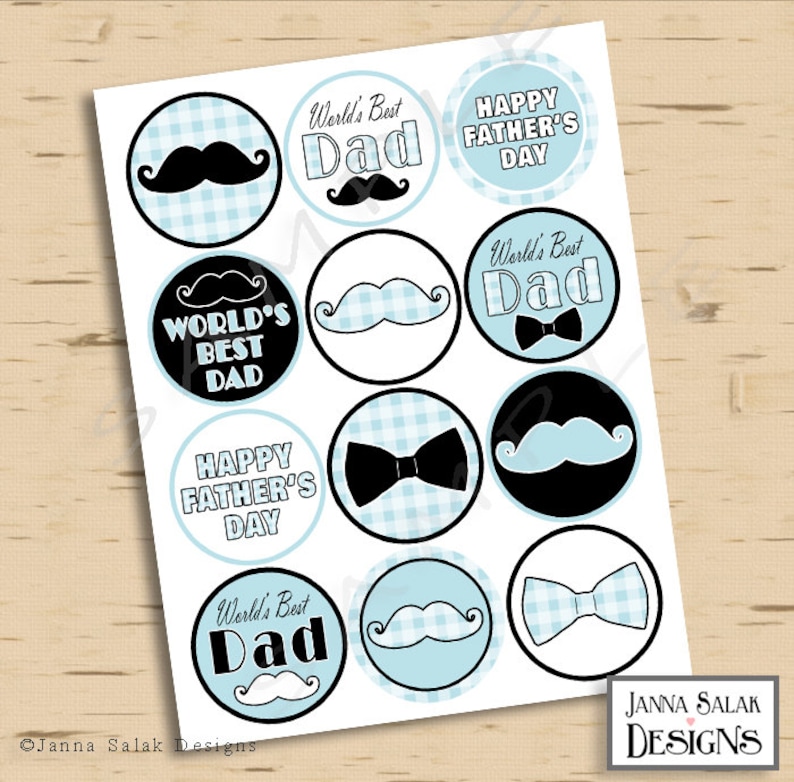 Father's Day Mustache Cupcake Toppers Party Printables - Etsy