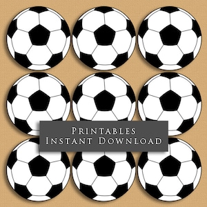 2.5&quot; Soccer Ball Printable Cupcake Toppers Sports Theme Birthday Party DIY Printable INSTANT DOWNLOAD