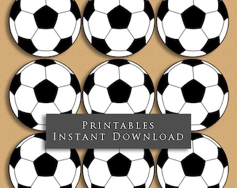 2.5" Soccer Ball Printable Cupcake Toppers Sports Theme Birthday Party DIY Printable INSTANT DOWNLOAD