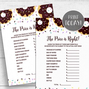Donut Baby Shower Game Package Printable - 10 Games - Doughnut Sprinkle ...