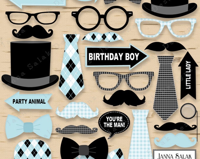 Printable Little Man Photo Booth Props Birthday Party Black - Etsy