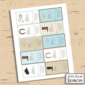 Little Cowboy Diaper Raffle Tickets INSTANT DOWNLOAD Blue and Brown ...