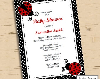 Cute Ladybug Baby Shower Polka Dot Invitation INSTANT DOWNLOAD Editable Diy PDF