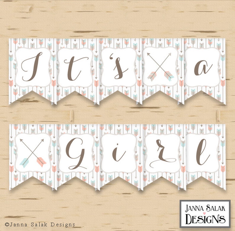 Tribal GIRL Baby Shower Party Package Boho Arrows and Feathers Diy INSTANT DOWNLOAD Pdf TR001 image 4