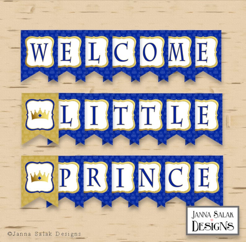 Printable Royal Prince Baby Shower Banner Letters A Z Image 0