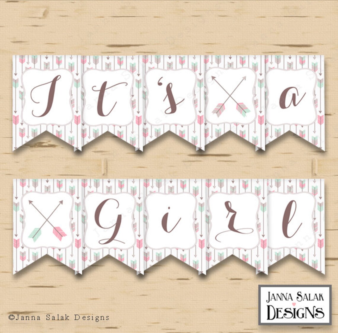 Tribal Girl Baby Shower Printable Party Package Mint and Pink | Etsy