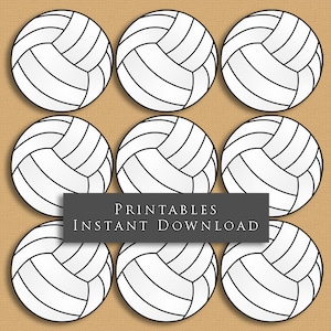 Toppers pour cupcakes imprimables volley-ball 2 po. et 2,5 po. Thème sportif, fête d'anniversaire, bricolage imprimable, téléchargement immédiat
