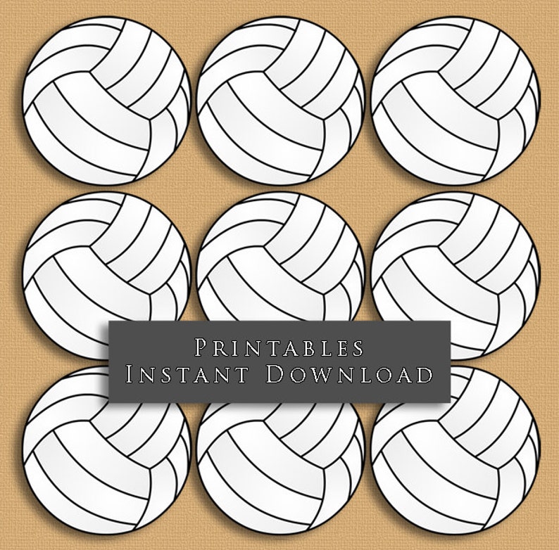 2 and 2.5 Volleyball Printable Cupcake Toppers Sports Theme Birthday Party DIY Printable INSTANT DOWNLOAD image 1