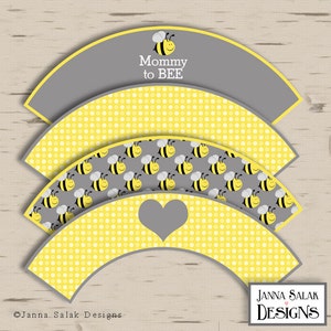 Mommy to Bee Baby Shower Printable Cupcake Wrappers INSTANT DOWNLOAD DIY BEE001
