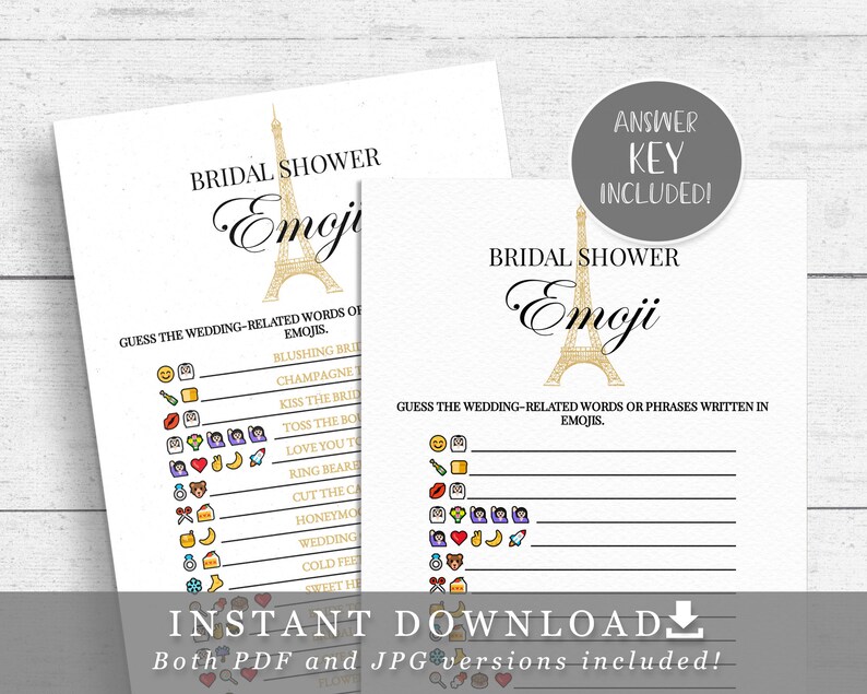 Paris Bridal Shower Games Package 8 Printable Games White | Etsy