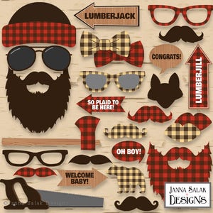 Printable Lumberjack Photo Booth Props Baby Shower Red Brown DIY INSTANT DOWNLOAD Pdf LJ01