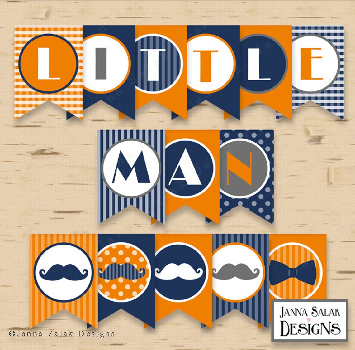 Little Man Birthday PRINTABLE Party Package Decorations Blue - Etsy