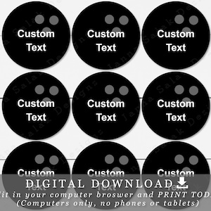 2.5" Bowling Ball Printable Cupcake Toppers / Tags With Editable Text DIY Template