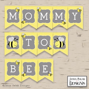 Mommy to Bee Baby Shower Banner Party Printable Grey Yellow DIY Printable INSTANT DOWNLOAD BEE001