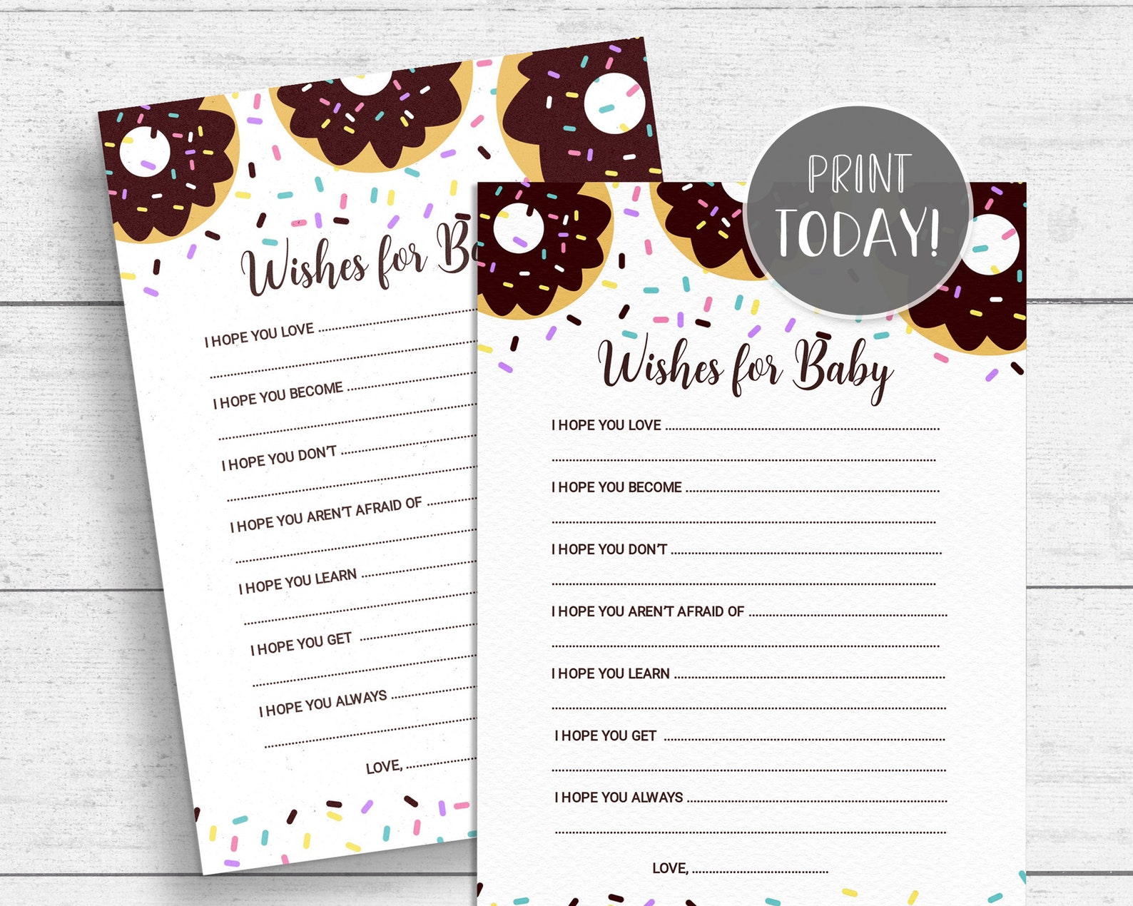 Donut Wishes for Baby Game Printable Doughnut Baby Shower or - Etsy